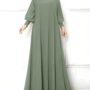 ZANZEA islamique Hijab élégant Robes mode musulmane froncé manchette femmes à manches longues Maxi robe solide à volants col rond Abaya Robes ZANZEA islamique Hijab élégant Robes mode musulmane froncé manchette femmes à manches longues Maxi robe solide à volants col rond Abaya Robes