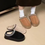 Pantoufles moelleuses à plateforme pour femmes et hommes, appartements de maison, chaussures d&rsquo;hiver en peluche pour dames, maison élégante, chaussures décontractées, grande taille, mode