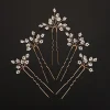 Épingles à cheveux de mariée en perles pour femmes, 5 pièces, accessoires de cheveux de mariage en argent, bijoux faits à la main en or, ornements de fête de mariée