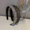 bandeaux brillants en strass, couleur argent, couvre chef en velours pour femmes, accessoires pour cheveux, bijoux cadeaux