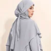 Foulard Hijab grande taille pour femme, avec rides en soie glacée, châle musulman, foulard Long pour femme