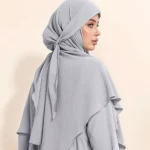 Foulard Hijab grande taille pour femme, avec rides en soie glacée, châle musulman, foulard Long pour femme