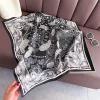 Écharpe femmes foulards en soie carré bandana hijab enveloppement fleur concepteur foulard châle foulard bandeau de cheveux foulard de luxe