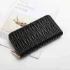 portefeuille long en cuir brodé pour femmes, sac à main de grande capacité avec fermeture éclair, nouveau porte cartes de style simple, élégant, 2025