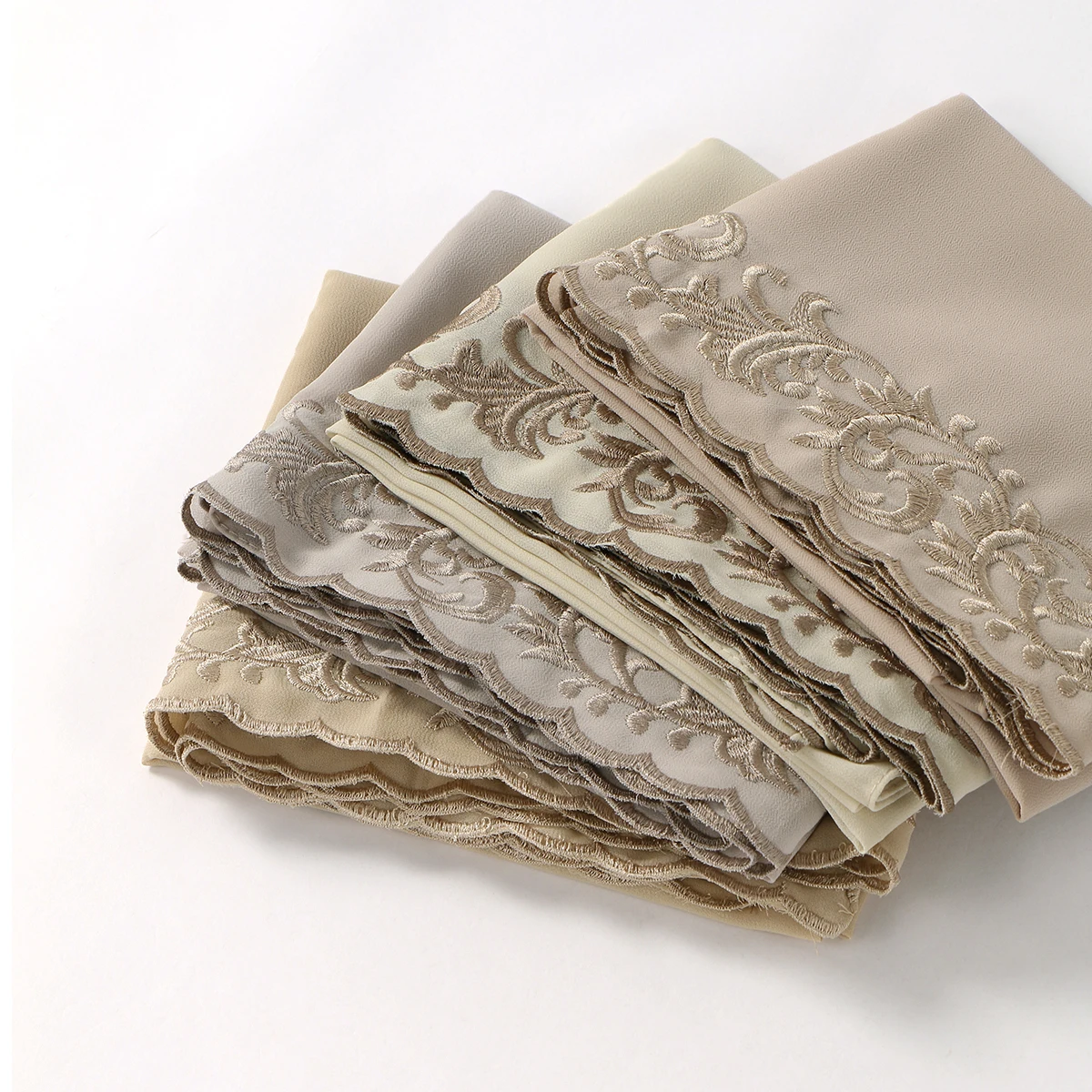 fleur broderie mousseline de soie hijab écharpe pour femme musulman hijabs mode long châle dentelle bord longue écharpe islam turban foulard