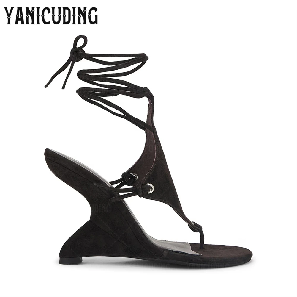 sandales tongs compensées sculptées, sandales d'été à bout rond, style nouveauté, bride à la cheville, sandales d'été multicolores pour femmes