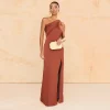 Robes d&rsquo;occasion spéciale pour femmes, gaine, asymétrique épaule dénudée, robe de soirée longue, longueur au sol, fendue, robes formelles, 2025