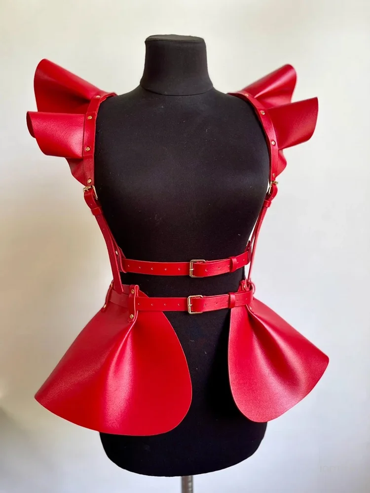 Ceinture gothique en cuir holographique pour femmes, bretelles, spectacle sur scène, Cosplay, jupe Pu Sexy, ceinture multicolore, Costume 2025