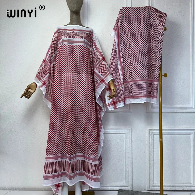 winyi robe classique avec Écharpe pour femme musulmane, ensemble 2 pièces, kaftan de soirée, ample, mode streetwear, abaya de luxe, dubaï