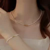 collier de perles pour femmes, bracelet en cristal rouge, classique, bijoux de luxe, chaîne de clavicule, ras du cou tendance, cadeau de fête
