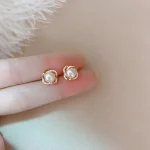 Bijoux haut de gamme en or 14 carats boucles d&rsquo;oreilles en or véritable Zircon perle torsion boucles d&rsquo;oreilles de luxe pour les femmes Brincos Pendientes Bijoux