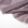 Écharpe hijabs en coton doux pour femme musulmane, sauna islamique, lin, pompon, paillettes, châle enveloppant, vente en gros