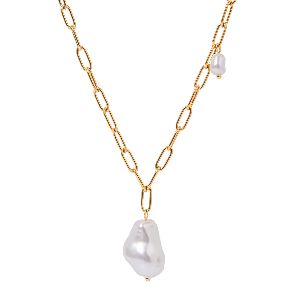 Collier pendentif en perles de verre pour femme, plaqué or 18 carats, bijoux étanches, exquis, minimaliste, chic, cadeau