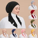 Turban Hijab intérieur musulman pour femmes, casquette pré-attachée, foulard à longue queue, bonnets enveloppants, écharpe de tête, couvre-chef extensible, chapeau Ninja