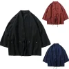 cardigan rétro de style japonais traditionnel pour hommes, kimono samouraï haori, guerrier japonais yukata obi, manteau asiatique, vêtements pour adultes