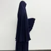 ensemble de prière en jersey de coton pour femmes musulmanes, hijab instantané, eid, ramadan, islam, corde en satin, jupe tiens imar, poches, jilbab, 2 pièces