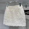 bouclé – mini jupe trapèze à paillettes brillantes, élégante, pour femme, nouveau style, matelassé, fiber de polyester, tendance, automne hiver