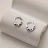 boucles d'oreilles rondes en argent sterling 925 pour femmes, créoles au design incrusté simple, bijoux de fête de mariage, accessoires cadeaux