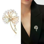 Broches de pissenlit en strass pour femmes, broches de plantes en perles, sac à dos de fête de Banquet, cadeaux, accessoires de bijoux
