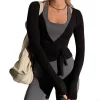 veurs en v ve enveloppe à manches longues à manches longues crop top breasping coquettes blouses 69hd