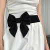 ceinture élastique vintage à grand nœud, tissu doux, large ceinture, douce et élégante, pour robe de soirée, accessoires pour jupe