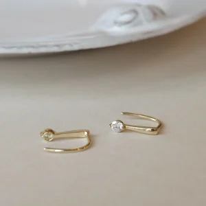 Boucles d&rsquo;oreilles à crochet simples en argent 925, or 14K, originales, pour femmes, Piercing de mariage, bijoux de luxe élégants