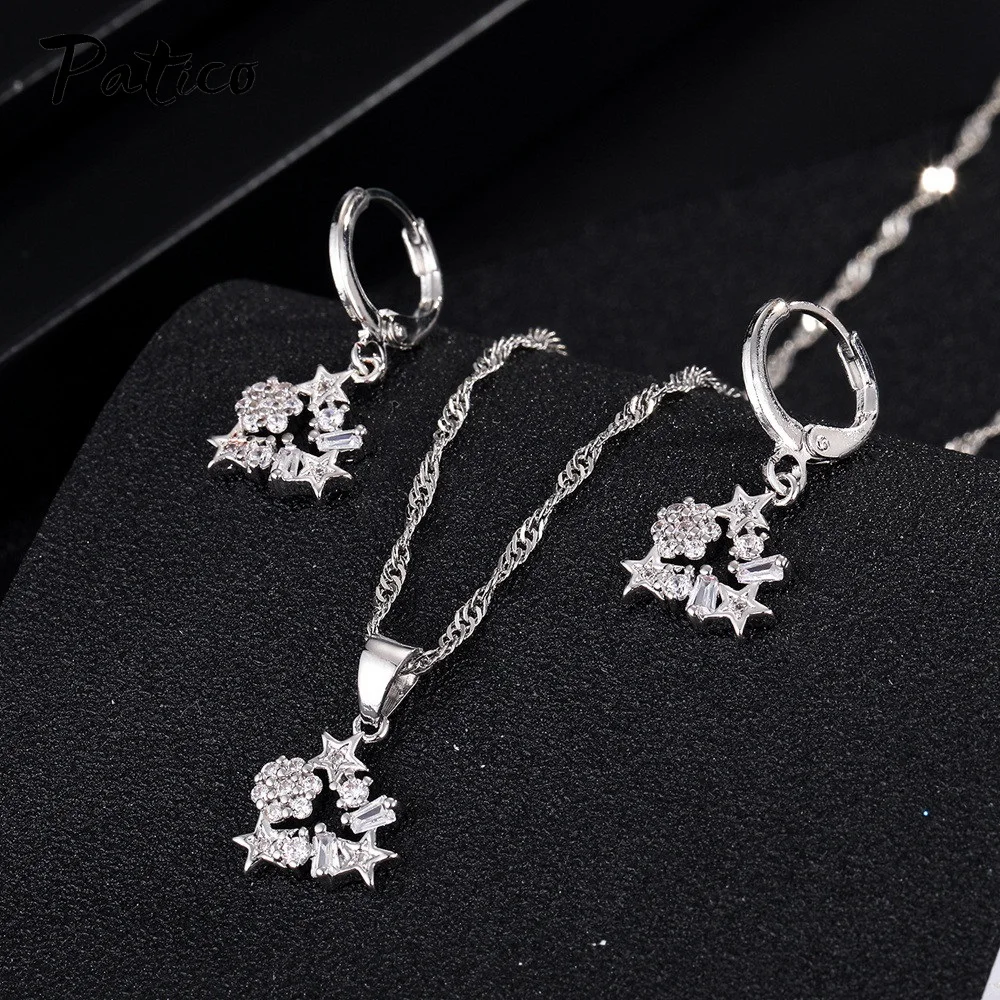 Ensembles de bijoux élégants en argent regardé 925 pour femmes, collier de boucles d'oreilles, tour de cou en biscuits colorés, boucles d'oreilles étoiles, cadeaux de bijoux