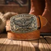 une ceinture décontractée et rétro, un accessoire de taille pour les vêtements de style occidental, une boucle en métal, une ceinture en pu, convient aux hommes et aux femmes