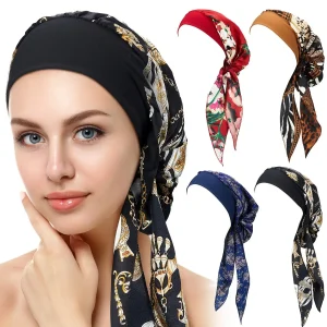 Couvre-chef pour femmes musulmanes, Turban, foulard avec large bande, chapeau de couchage imprimé, Bonnet Hijab, couverture de cheveux prête à porter, nouvelle collection 2024 Couvre-chef pour femmes musulmanes, Turban, foulard avec large bande, chapeau de couchage imprimé, Bonnet Hijab, couverture de cheveux prête à porter, nouvelle collection 2024