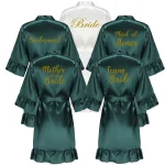 Nouveau peignoir en Satin vert femmes se marier mariée poule fête sœurs Sqaud mère mariage Robes de demoiselle d&rsquo;honneur
