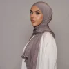 Liseré ondulé Fériel Jersey Hijab écharpe champignon bord couleur unie lait soie écharpe foulard châle foulard en soie Stretch tricoté femmes