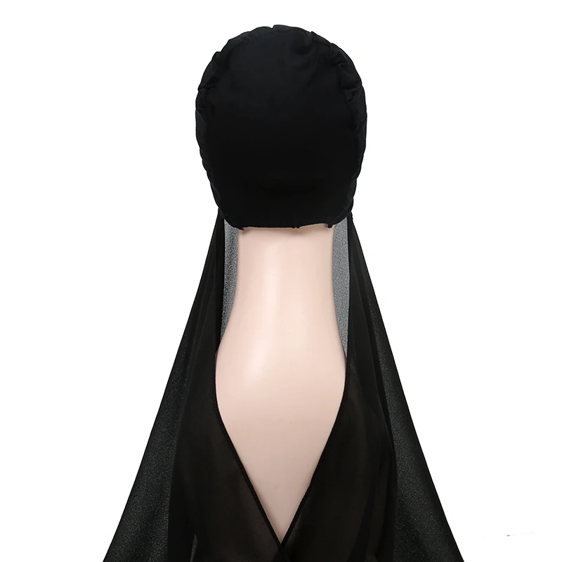 hijab instantané avec casquette en jersey de mousseline de soie pour femme musulmane, voile, mode islamique, Écharpe de sauna