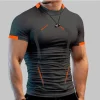 Nouveaux vêtements de sport d&rsquo;été T-Shirt respirant pour hommes T-Shirt de Jogging à séchage rapide hommes t-shirts d&rsquo;entraînement hauts de Fitness T-shirt de course