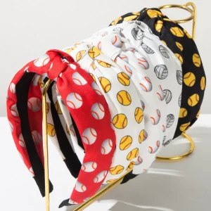 Bandeau de Style sportif en tissu imprimé Baseball, bandeau à nœud Simple, accessoire de cheveux de sport polyvalent et énergique