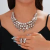ensemble de bijoux pour femmes, collier de perles à la mode, ensemble de boucles d'oreilles, collier de clavicule, bijoux de mariage pour mariée, 3 pièces