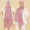 foulard hijab instantané en mousseline de soie avec sous capuchon, Écharpe de sauna extensible, fine, respirante, protection solaire