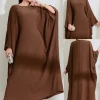 moyen orient arabe musulman nouvelle mode femmes couleur unie décontracté à la mode élégant ample manches chauve souris robes femmes vêtements abaya