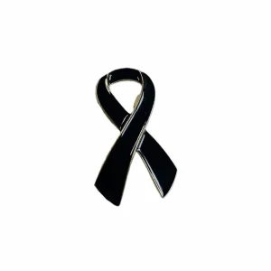Broche de ruban noir en cristal strass, broche de sensibilisation au Cancer de mélancome, ruban funéraire, épingle à revers pour Cancer du sein