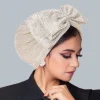 hijab avec nœud papillon pour femme musulmane, bonnet turban pour femme, élastique doux, foulard rond, chapeaux indiens, document solide, mode