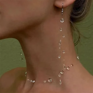 Collier goutte d&rsquo;eau boucles d&rsquo;oreilles goutte de pluie résine glace-clair goutte de rosée bijoux goutte d&rsquo;eau cristal femmes accessoires élégants nouveau