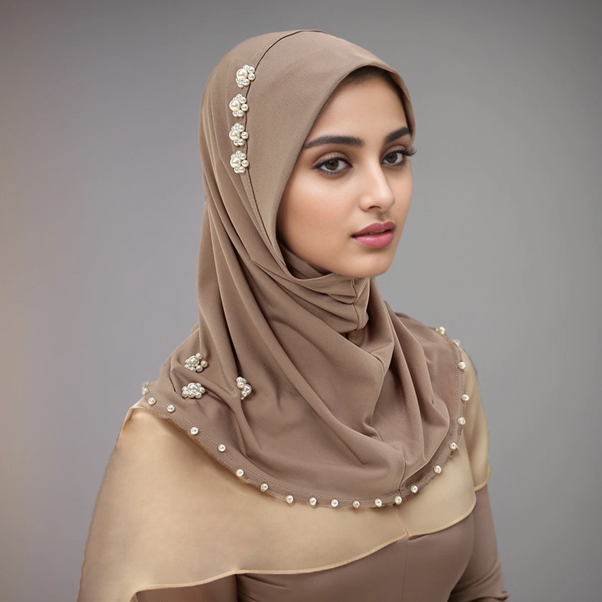 gros ramadan islamique musulman sous écharpe perles florales femmes voile hijab cou couverture foulards femmes musulmanes écharpe turbans