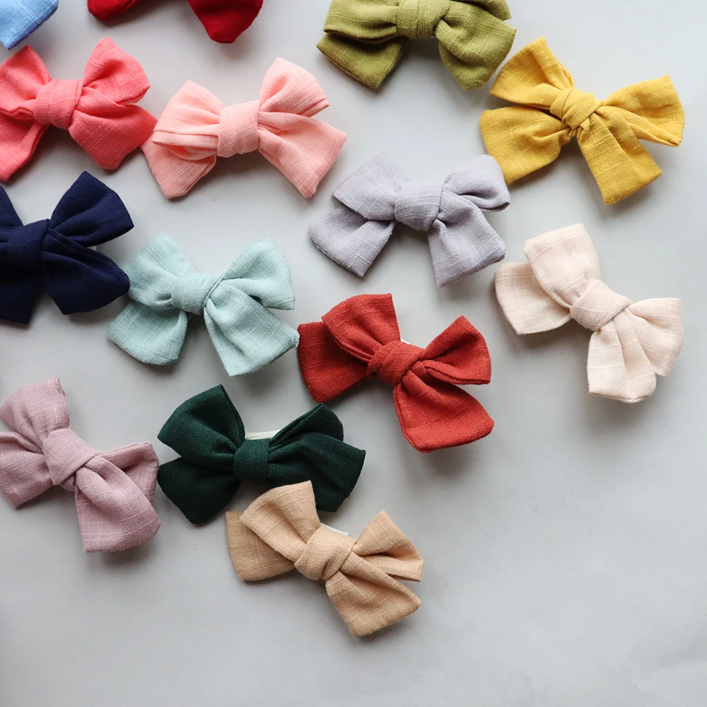 ensemble de pinces à cheveux en coton pour bébés filles, épingles de sûreté, épingles à cheveux barcord, accessoires de cheveux princesse mignons pour enfants, vêtements de sauna, nœuds 2,5 pouces, 4 pièces