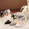 ​ ​ sandales creuses élégantes pour femmes, talons aiguilles à plateforme, avec nœud en perles, bride à la cheville détachable, talons de travail habillés, 2025 ​ ​