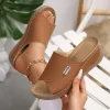 femmes chaussons compensés été 2025 nouvelle mode pantoufles bout ouvert respirant sandales confortable boucle femme chaussures diapositives femmes