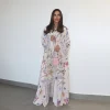 cardigan ouvert musulman imprimé à la mode, robe longue, abaya conservatrice du moyen orient, ensemble avec écharpe, robe longue élégante en polyester