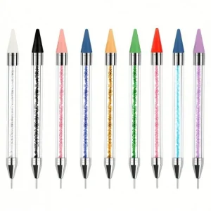 Stylo à points pour sélecteur de strass, pierres précieuses à double extrémité, cristaux, goujons, crayon de cire, manucure, Nail Art, outil de décoration à faire soi-même