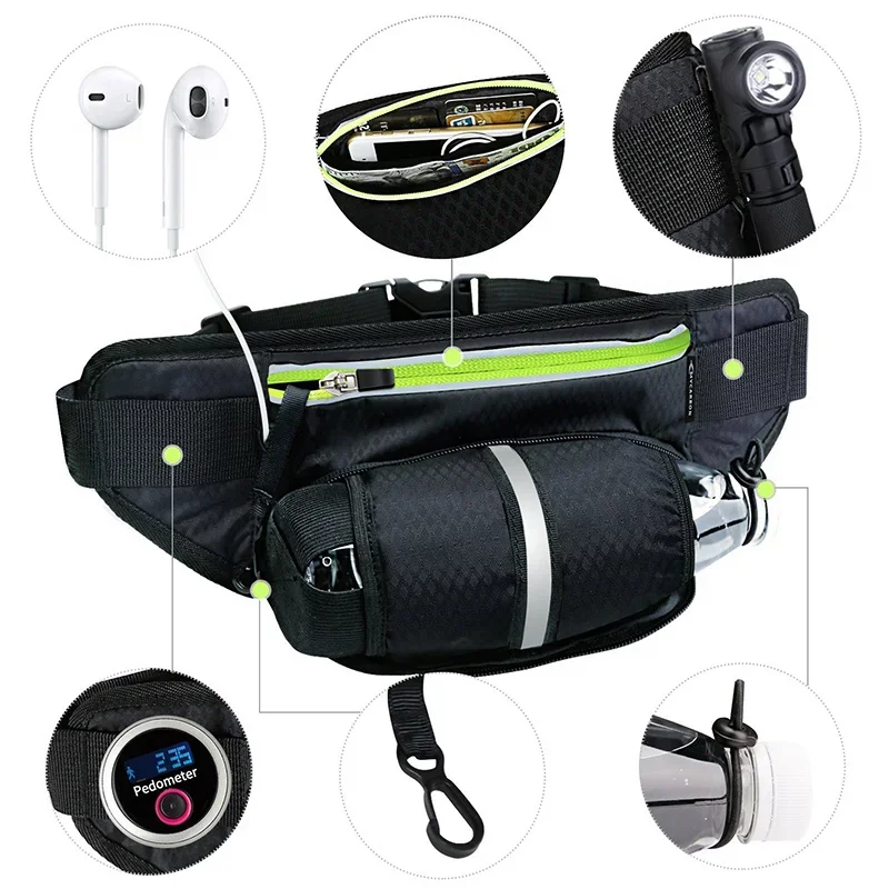 sport trail course ceinture taille sac hydratation jogging pochette bouteille d'eau fanny pack hommes femmes gymnastique fitness cyclisme argent ceinture sacs