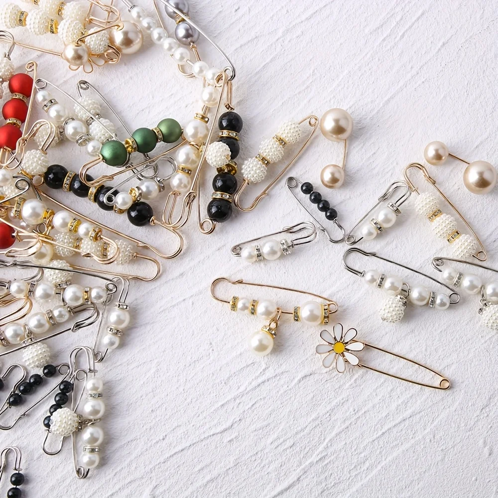 Épingle hijab de sécurité pour femme, fausse perle, Écharpe, châle, pull, 10 pièces
