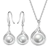 Ensemble de bijoux élégants avec pendentif en perles en argent Sterling 925 pour femmes, boucles d&rsquo;oreilles, collier, bijoux de luxe de qualité, accessoires, vente en gros