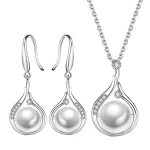 Ensemble de bijoux élégants avec pendentif en perles en argent Sterling 925 pour femmes, boucles d&rsquo;oreilles, collier, bijoux de luxe de qualité, accessoires, vente en gros